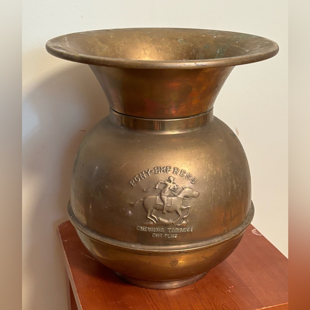 Pony Express Brass Spittoon
